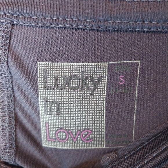 Lucky In Love Women's Activewear Skirt Skort Purple Flare Striped w/ Shorts S - Picture 3 of 4